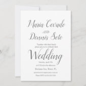 Invitation Calligraphie de mariage simple lettrage gris (Devant)