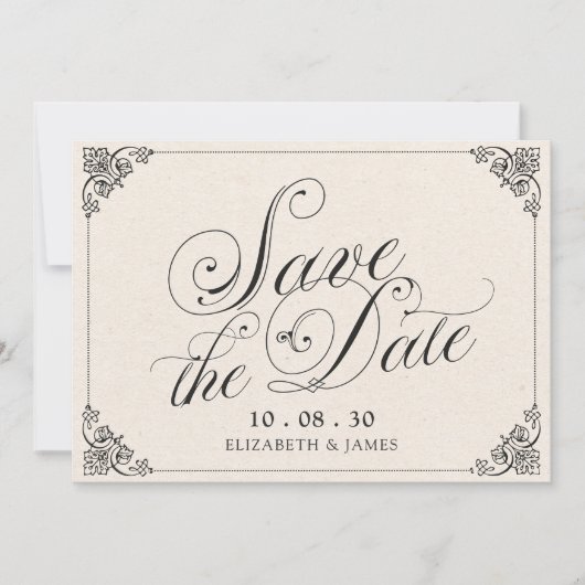 Invitation Calligraphie de mariage vintage (Devant)