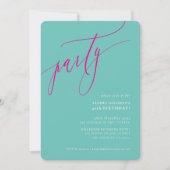 Invitation calligraphie de PARTIE style minimal fun mint rose (Devant)