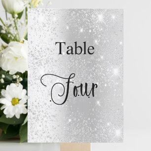 Invitation Calligraphie de parties scintillant en argent tabl