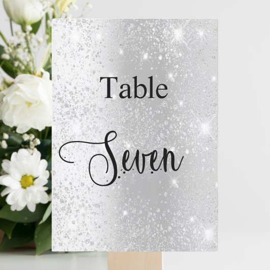 Invitation Calligraphie de parties scintillant en argent tabl