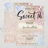 Invitation Calligraphie de Parties scintillant Holographique  (Devant / Derrière)