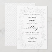 Invitation Calligraphie de script classique Mariage noir blan (Devant / Derrière)