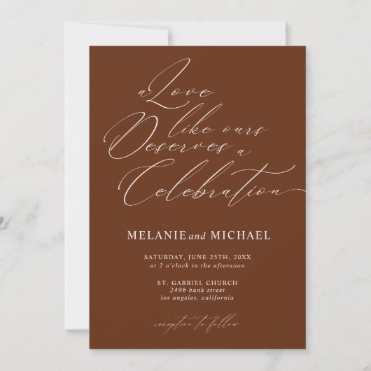 Invitation Calligraphie de script classique rustique Mariage (Devant)
