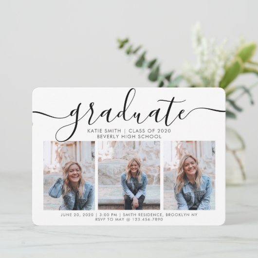 Invitation Calligraphie de script moderne 3 Diplôme photo (Debout devant)