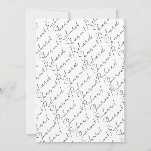 Invitation Calligraphie de script moderne mariage noir et bla (Dos)