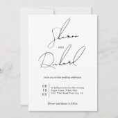 Invitation Calligraphie de script moderne noir blanc mariage  (Devant)