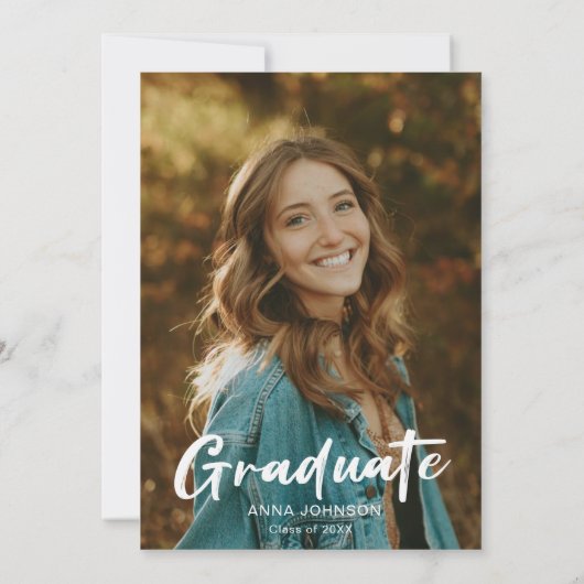 Invitation Calligraphie de script moderne Photo Graduation Pa (Dos)