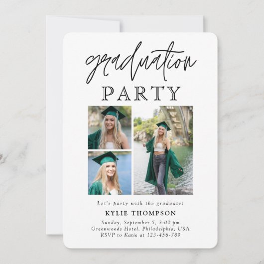 Invitation Calligraphie de script moderne Trois diplômes de p (Devant)