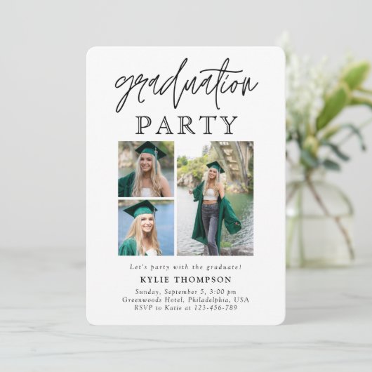 Invitation Calligraphie de script moderne trois photo remise (Debout devant)