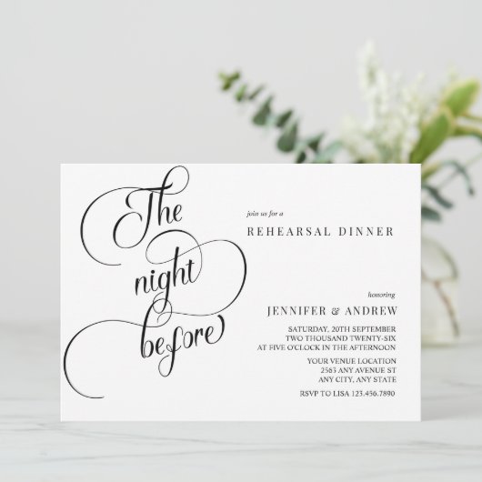 Invitation Calligraphie de script simple | Dîner de répétitio (Debout devant)