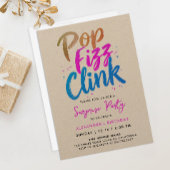 Invitation Calligraphie de style Cool Pop Fizz Clink Rose Ble