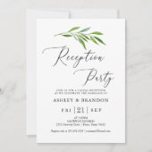Invitation Calligraphie de verdure Réception rustique de fête (Devant)