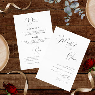Invitation Calligraphie délicate Code QR minimaliste Tout-en-