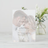 Invitation Calligraphie délicate de monogramme noir Photo mar (Debout devant)