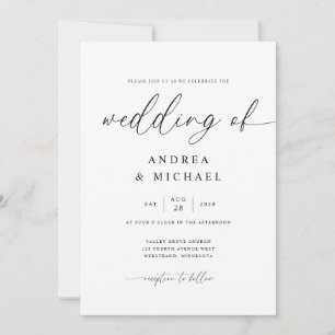 Invitation Calligraphie délicate Moderne Tout en Un Mariage