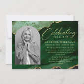 Invitation Calligraphie d'émeraude verte Fête de la vie (Devant)