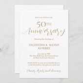Invitation Calligraphie d'or 50e anniversaire du Mariage (Devant / Derrière)
