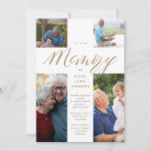 Invitation Calligraphie d'or Photo Cross Love Mémoire funérai (Devant)