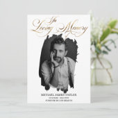 Invitation Calligraphie D'Or Photo En Mémoire D'Amour Funérai (Debout devant)