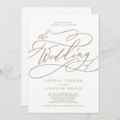 Invitation Calligraphie d'or plat romantique tout en un Maria (Devant / Derrière)