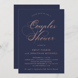 Invitation Calligraphie d'or raffinée Rose Faux Couples Douch
