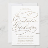 Invitation Calligraphie d'or romantique Célébration de gradua (Devant)