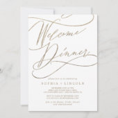 Invitation Calligraphie d'or romantique Dîner de bienvenue (Devant)