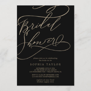 Invitation Calligraphie d'or romantique Fête des mariées no