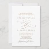 Invitation Calligraphie d'or romantique Flourdir Mariage offi (Devant)