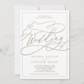 Invitation Calligraphie d'or romantique | Frame Le Mariage De (Devant)