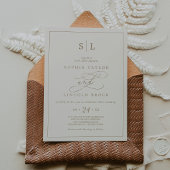 Invitation Calligraphie d'or romantique | Mariage de monogram