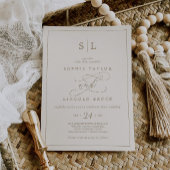 Invitation Calligraphie d'or romantique | Mariage de monogram