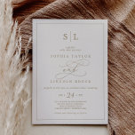 Invitation Calligraphie d'or romantique | Mariage de monogram<br><div class="desc">Ce monogramme romantique de calligraphie d'or en ivoire est parfait pour un simple mariage. Le design classique moderne comprend des tourbillons fantaisistes et des fleurs fantaisistes avec une magnifique typographie de feuille d'or en faux champagne. Remarque : Ce design ne comporte pas de véritable feuille d'or. C'est un graphisme de...</div>