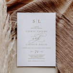 Invitation Calligraphie d'or romantique Monogramme Mariage<br><div class="desc">Ce monogramme romantique de calligraphie dorée est parfait pour un simple mariage. Le design classique moderne comprend des tourbillons fantaisistes et des fleurs fantaisistes avec une magnifique typographie de feuille d'or en faux champagne. Remarque : Ce design ne comporte pas de véritable feuille d'or. C'est un graphisme de haute qualité...</div>