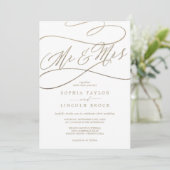 Invitation Calligraphie d'or romantique Mr & Mrs Mariage (Debout devant)