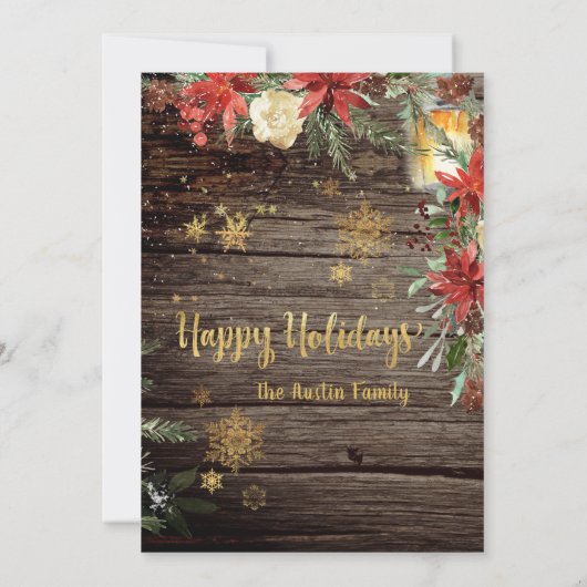 Invitation Calligraphie d'or rustique Noël (Dos)