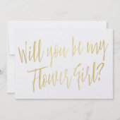 Invitation Calligraphie d'or "Serez-vous ma fille de fleurs ? (Devant)