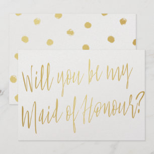 Invitation Calligraphie d'or "Serez-vous ma servante d'honneu