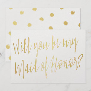 Invitation Calligraphie d'or "Serez-vous ma servante d'honneu