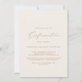 Invitation Calligraphie dorée délicate | Confirmation crème (Devant)
