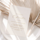 Invitation Calligraphie dorée délicate | Confirmation crème