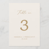 Invitation Calligraphie dorée délicate | N° de table crème 5x (Dos)