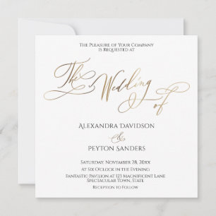 Invitation Calligraphie dorée élégante "Le Mariage de"