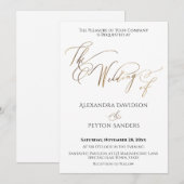 Invitation Calligraphie dorée élégante "Le Mariage de" (Devant / Derrière)