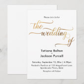 Invitation Calligraphie Dorée Élégante Le Mariage de (Devant / Derrière)