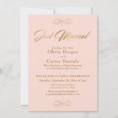 Invitation Calligraphie dorée Réception Mariage tout juste ro (Devant)