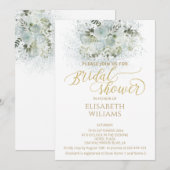 Invitation Calligraphie dorée romantique bleu-duché (Devant / Derrière)