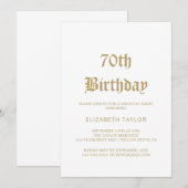 Invitation Calligraphie dorée sophistiquée pour 70 ans (Devant / Derrière)