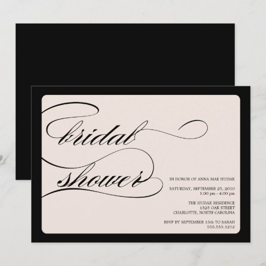 Invitation {calligraphie} douche nuptiale (Devant / Derrière)